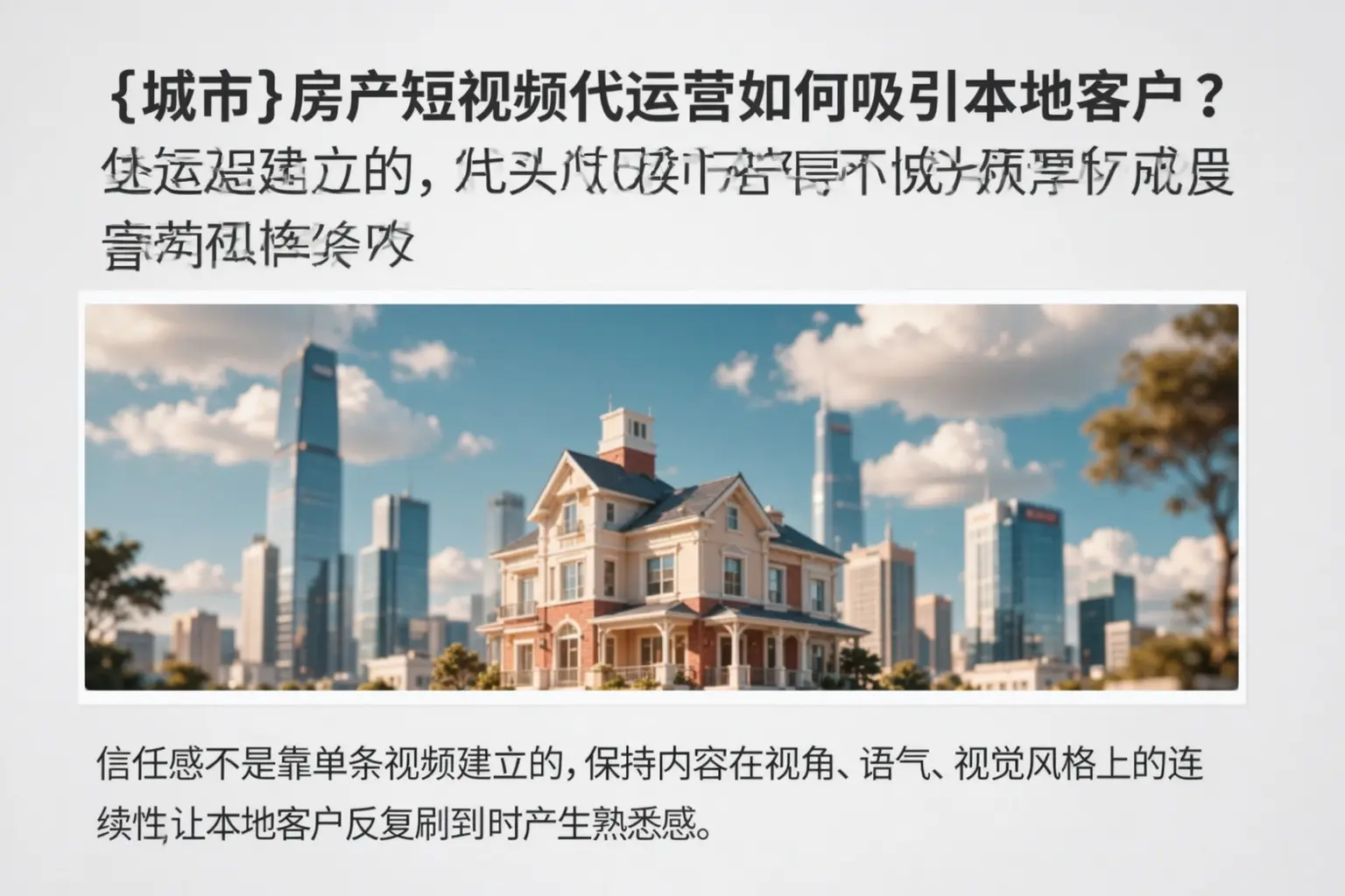 贵阳房产短视频代运营如何吸引本地客户？